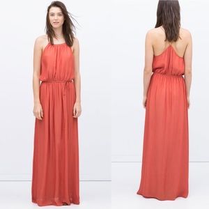 Zara  Strappy Orange Grecian Maxi Dress